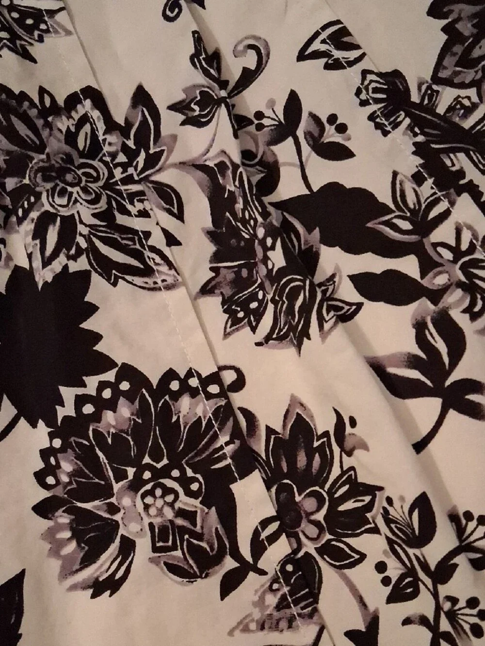 Talbots Black and White Floral Skater Skirt